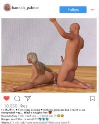 1boy 1girls 3d after_sex big_breasts blonde_hair cum_dripping_out_of_pussy cum_in_pussy cum_on_floor dripping_cum erection exercise female_penetrated fit_female from_behind hannah_palmer horny_male indoors instagram instagram_model jollybizz long_hair male model naked_female naked_male no_condom onlyfans onlyfans_model penis semen sex sex_from_behind slim_waist split splits spread_legs stretching tanned uncensored unsafe_sex used