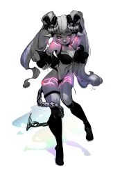 big_breasts black_bra black_panties black_stockings breasts cathering7 curvy curvy_female horns irelyth long_hair mole_on_breast pink_eyes plug_(sex_toy) submissive submissive_female succubus tail tattoo thighs thighs_together virtual_youtuber