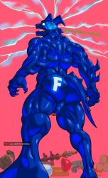 absurd_res animal_humanoid anthro ass blue_body blue_skin clothing dragon drone dronification english_text epic_games fortnite hi_res humanoid hybrid_(fortnite) hypnosis lizard male male_focus mind_control muscular muscular_male null null_bulge null_symbol nullification perspective rear_view reprogramming reptile reptile_humanoid rubber rubber_clothing rubber_suit scalie scalie_humanoid solo solo_focus text tiburalgo tight_fit view_from_below