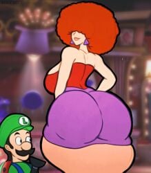 big_ass big_butt biggy_deez dj_phantasmagloria ghost ghost_girl luigi luigi's_mansion male mario_(series) nintendo surprised