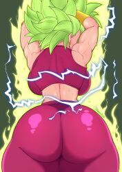 1girls ass ass_focus bermuda_art dragon_ball dragon_ball_super female female_focus female_only female_saiyan green_hair huge_ass kefla legendary_super_saiyan muscles muscular muscular_female simple_background solo solo_female solo_focus super_saiyan_2 sweat sweatdrop sweaty thick_thighs universe_6/universe_7 universe_6_saiyan/universe_7_saiyan wide_hips