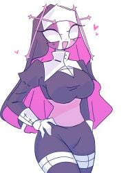 big_breasts big_thighs cross fat_thighs female female_only friday_night_funkin gloves happy multicolored_skin nun_hat nun_outfit purple_outfit sarvente sarvente_(dokki.doodlez) sarvente_(friday_night_funkin) tagme tight_clothing yume0534