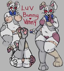 breasts bunnysuit costume female female_only five_nights_at_freddy's five_nights_at_freddy's:_security_breach fursuit legs_up peachrot rabbit scottgames vagina vanny_(fnaf)