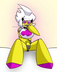 1girls bottomless female_focus female_only geometry_dash hiding_pussy robot robot_girl suggestive trianna_(yellolight) yellolight