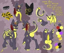 absurd_res bat_wings claws collar dracony dreadlocks feral gas_mask hasbro hi_res knot lighting_zap male mask membrane_(anatomy) membranous_wings midnightflight model_sheet my_little_pony paws scales scarf solo spiked_collar spikes wings