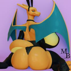 3d anthro anthro_only bunny bunnysuit charizard dragon dragon_girl fat_ass masterbrony nintendo orange_body playboy_bunny pokémon_(species) pokemon pokemon_(species) tail wings yuki_(evov1) yukizard_(evov1)