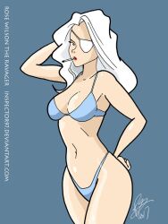 bikini bra breasts cigarette cleavage dc dc_comics eye_patch eyepatch hair hourglass_figure inspector97 lipstick long pale ravager_(dc) rose_wilson skin smoking smoking_cigarette swimsuit swimwear teen_titans white