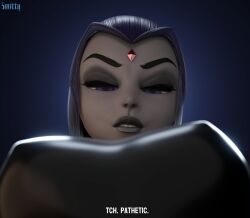 1girls 3d 3d_(artwork) big_breasts blender_(software) breasts dc dc_comics erect_nipples erect_nipples_under_clothes female female_only fully_clothed goth goth_girl large_breasts leotard low-angle_view nipples pov pov_eye_contact raven_(dc) smitty34 solo tagme teen_titans underboob