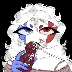 2boys big_penis black_background blue_eyes clothing countryhumans cum cum_in_mouth cum_on_hand femboy france_(countryhumans) gay homosexual long_hair male male_only nightgown penis pink_nightgown red_eyes red_penis simple_background tagme veiny_penis white_hair yaoi