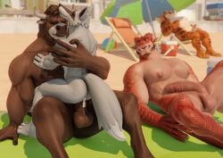 3d 3d_(artwork) 4boys 4k absurd_res anal anal_sex anthro ass balls beach big_penis black_lips blurry_background bovid bovine brown_body brown_fur buru_(buruthebull) buruthebull canid canine canis crossover cum cum_in_ass death_(puss_in_boots) digital_media_(artwork) disney dreamworks erect_penis erection felid flaccid flaccid_penis flynn_(maxwellshiba) foreskin fur furry furry_only gay genitals hi_res highres horn humanoid_genitalia humanoid_penis lips male male_only mammal muscular muscular_male nude pantherine penis puss_in_boots_(dreamworks) puss_in_boots_the_last_wish scales scalie sharp_teeth tagme teeth tiger tiger_dancer_(zootopia) unretracted_foreskin wolf yaoi zootopia