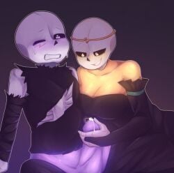 1boy 1girls 2d anthro artist_request big_breasts boobs cross_sans dream_sans dream_sans_(fan_character) dream_x_cross dreamtale dreamtale_(undertale_fanfiction) ectobody ectobreasts ectopenis female female/male female_sans genderswap genderswap_(mtf) handjob humanoid leaking_penis male penis purple_body purple_penis rule63 rule_63 sans sans_au sanscest sex skeleton tagme_(artist) undertale_(series) undertale_au xtale yellow_body