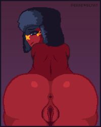 1girls alternate_version_available ass ass_focus big_ass countryhumans countryhumans_girl countryhumans_oc female hat perse_*_blyat pixel_art red_body red_skin tagme