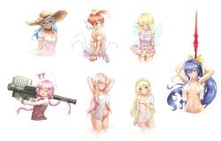 ahiru_(princess_tutu) artoise breasts female female_only lillie_(pokemon) mai_natsume multiple_girls pokemon princess_tutu princess_tutu_(character) see-through_clothing towel_only wet_clothes