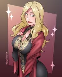 big_breasts blonde_hair clothes dangerousbride devil_may_cry eva_(devil_may_cry) long_hair milf mother