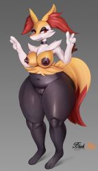 absurd_res ass big_butt blakgold braixen canid canine female fox genitals hi_res mammal nintendo no_humans pokemon pokemon_(species) pussy solo thick_thighs