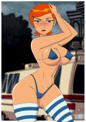 1girls armpits ben_10 big_breasts bikini curvy curvy_female female female_only ghostlessm green_eyes gwen_tennyson high_resolution highleg_panties medium_hair orange_hair solo tagme thong