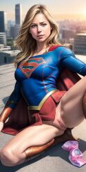 1girls ai_generated blonde_hair blue_eyes dc dc_comics female pussy simulacra supergirl supergirl_(cw) superheroine