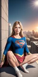 1girls ai_generated blonde_hair blue_eyes dc dc_comics female pussy simulacra supergirl supergirl_(cw) superheroine