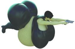 3d bad_anatomy black_hair fat guns_akimbo huge_ass huge_belly huge_breasts jackd22 pregnant the_matrix trinity_(the_matrix)