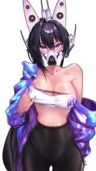 1girls 2023 black_hair breasts cleavage eye_contact female female_focus goddess_of_victory:_nikke hand_on_breast hi_res high_resolution highres jacket looking_at_viewer mask midriff purple_eyes sin_(nikke) solo solo_female solo_focus toned_female toned_stomach yamauchi_(conan-comy) yoga_pants