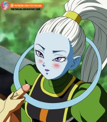 angel_(dragon_ball) animated blue_skin cum dragon_ball female foxybulma gif ponytail unseen_male_face vados white_hair