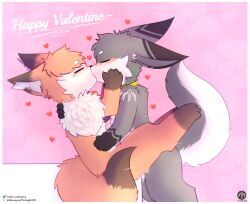 absurd_res anthro bell bodily_fluids canid canine collar cum cum_inside duo female fox genital_fluids hand_on_face heart hi_res holidays iradeon kissing love male male/female mammal nia_(senz) sean_(senz) senz sex sitting standing text thrusting valentine's_day