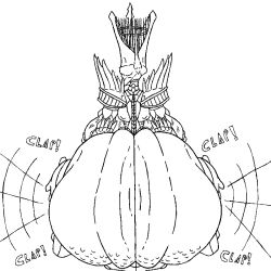 alien alien_humanoid armor ass ass_clapping big_butt breasts bungie butt_focus cellulite destiny_(game) destiny_2 exoskeleton female hive_(destiny) humanoid jiggling_butt not_furry nude onomatopoeia plamzdoom rear_view savathun_(destiny) solo sound_effects text