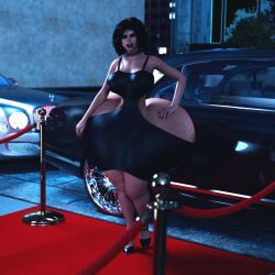 1girls 3d ass_body bad_anatomy car goth huge_ass jackd22 red_carpet