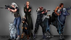 4girls aiming athletic_female bullpup bullpup_squad clothed clothed_variant doberman dobermann feline female female_only glasses guns kurz_(bullpup_squad) lock_(bullpup_squad) lynx lynx_(bullpup_squad) marikoneko marikoneko0 multiple_girls muscular_female rifle rogue_(bullpup_squad) sniper sniper_rifle wallpaper weapons