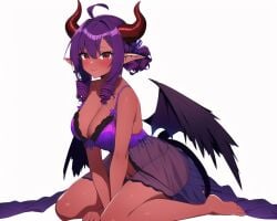 1girls 2023 ai_generated ai_hands anime_nose blush cleavage clothed curly_hair dark-skinned_female demon demon_girl demon_horns demon_tail elf elf_ears elf_female elf_girl female female_demon female_elf female_focus female_only hair_between_eyes hair_bun horned_female horned_humanoid horns kneeling kneeling_female large_breasts lingerie long_hair looking_at_viewer medium_breasts medium_hair nightgown novelai on_all_fours purple_eyes purple_hair red_eyes red_horns red_skin sheer_clothing short_hair sidelocks sitting sitting_down stable_diffusion succubus succubus_horns succubus_tail tan-skinned_female tan_body tan_skin white_background wings