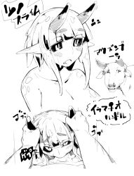 :>= blowjob blowjob_face cow_girl cow_horns deep_throat deepthroat demon_girl facefuck horns kamaboko_(ossann0125) monster monster_girl slime slime_girl slime_monster