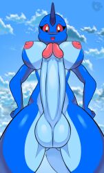 1futa 2019 anthro areola balls big_breasts big_penis blue_body blue_scales blue_skin breasts cloud crotch_shot digital_media_(artwork) erection first_person_view foreshortening futanari genitals glans gynomorph hands_on_hips herm_(lore) hi_res intersex june_(justathereptile) justathereptile komodo_dragon lizard looking_at_viewer low-angle_view monitor_lizard nipples non-mammal_breasts nude open_mouth outdoor_nudity outside penis pink_areola pink_glans pink_nipples pink_tongue red_eyes reptile scales scalie scutes sky smile solo tail tongue watermark