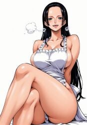 ai_generated alluring almost_naked almost_nude apron apron_only big_breasts black_hair blue_eyes blush breasts female female_only glasses long_hair looking_at_viewer nico_robin one_piece open_mouth post-timeskip seducing seduction seductive seductive_body seductive_eyes seductive_gaze seductive_look seductive_mouth seductive_pose seductive_smile shiny_hair shiny_skin steamy_breath sunglasses sunglasses_on_head voluptuous voluptuous_female yashin