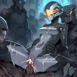 3dol2 ai_generated cum cum_in_pussy cum_inside dark-skinned_male novelai robot robot_girl