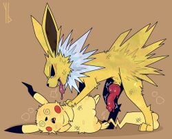 after_fight animal_genitalia animal_penis aroused blush blush_lines bodily_fluids breath canine_genitalia canine_penis duo eeveelution erection female feral generation_1_pokemon genital_fluids genitals hi_res holding_down imminent_rape imminent_sex jolteon knot male male/female nintendo panting penis pikachu pokemon pokemon_(species) precum pussy sweat sweatdrop tongue tongue_out unconscious unconscious_female yaldabroth