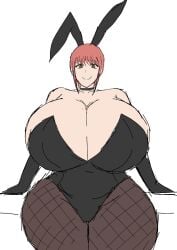 1girls anime big_breasts breasts bunny_ears bunny_girl bunnysuit chainsaw_man clothed clothed_female female female_focus female_only girl hourglass_figure light-skinned_female light_skin makima_(chainsaw_man) manga momiji_(artist) red_hair red_head redhair thick_thighs thighs voluptuous_female yellow_eyes