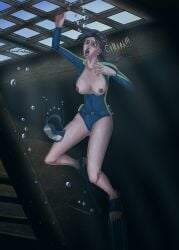 1girls about_to_drown aqua_enjoyer asphyxiation breasts_out convulsions crystal_dynamics drowned drowning exposed_breasts feet female flippers lara_croft solo struggling sucking_water tagme tits_out tomb_raider trapped underwater