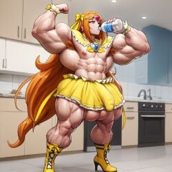 1futa abs ai_generated ambiguous_gender anime_style armpit_hair big_balls big_breasts big_cock big_muscles big_penis breasts cure_muse cure_muse_(yellow) drinking energy_drink flexing futa_only futanari genderswap_(ftm) ginger_hair japanese japanese_female kitchen masturbation muscular_pose posing precure precure-r34 pretty_cure red_hair shirabe_ako solo solo_futa suite_precure testicles veiny_penis yellow_boots yellow_bow yellow_clothing yellow_scarf yellow_skirt