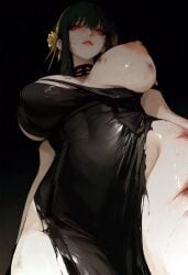 ai_generated assasin big_ass big_breasts curvy_female evil_eyes from_below killer nipples red_eyes ripped_clothing thick_thighs yor_briar yor_forger