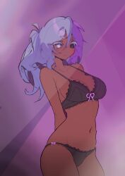 1girls artist_request bedwars_(easy.gg) bra breasts dark_skin evelynn_(easy.gg) roblox roblox_game robloxian source_request tagme underwear