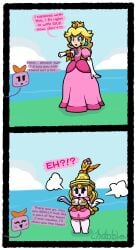 chabble crown mario_(series) mario_and_luigi:_brothership mario_and_luigi_(series) pink_dress princess_peach tagme transformation yellow_nipples