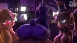 ass bear_girl big_ass big_breasts bonnie_(fnaf) bouncing_ass bouncing_breasts bunny_ears bunny_girl chica_(fnaf) chicken_girl female_on_top five_nights_in_anime freddy_(fnaf) glowing_eyes male_on_bottom penis_in_pussy tagme top_hat video