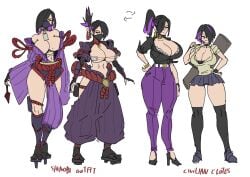 2girls bathsalts1 huge_breasts ninja original original_character purple_hair sisters tagme