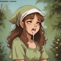 ai_generated brown_hair cum cum_in_mouth cute cute_face female female_only girl hoeyuga jorenran mylna open_mouth young younger_female