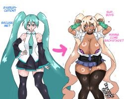 1female 1girls 2d 2d_(artwork) accessories accessory ass bangs big_ass big_breasts big_butt big_hips big_thighs bikini bimbo bimbo_body bimbofication bleached_blonde_hair blonde_female blonde_hair blonde_hair_female blue_eyes blue_hair blue_nails boobs_bigger_than_head bra breasts corruption cyan_eyes cyan_hair different_eye_color dress dyed_hair earrings english_text female female_focus female_only gigantic_breasts gyaru gyaru_gal gyarufication gyarufied hand_warmers hatsune_miku heart heart_symbol jacket jacket_around_waist keyaruki leggings leopard leopard_print leopard_print_bikini leopard_spots long_fingernails makeup massive_breasts miniskirt obedience open_shirt pantyhose personality_change pink_bra pink_eyes rings school_uniform schoolgirl schoolgirl_uniform seductive seductive_eyes seductive_look shiny_skin signature simple_background skimpy skimpy_bikini skimpy_clothes skirt skirt_up smile solo solo_focus sparkles standing stockings tan_body tan_skin tanned_skin tattoo text thick_thighs thighhighs thighs thong tie transformation twintails twitter_link vocaloid voluptuous voluptuous_female