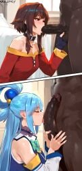 ai_generated alexei_barnes_alderp aqua_(konosuba) dark-skinned_male interracial kono_subarashii_sekai_ni_shukufuku_wo! megumin