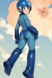 ai_generated armor ass back back_view big_ass big_butt blush blush blushing_at_viewer bottom_heavy bubble_butt curvy curvy_ass curvy_body femboy girly looking_at_viewer looking_back mega_man mega_man(classic) mega_man_(character) nervous robot twink wide_hips