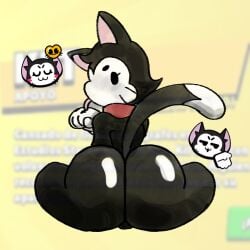 ass_bigger_than_head ass_focus big_ass big_butt brawl_stars cat_ears cat_necklace cat_tail furry furry_male furry_only gay gloves kit_(brawl_stars) looking_at_viewer male_only necklace only_male sitting supercell