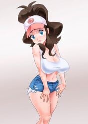 big_breasts hilda_(pokemon) pokemon pokemon_bw solo