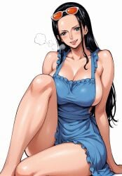 ai_generated alluring almost_naked almost_nude apron apron_only big_breasts black_hair blue_eyes blush breasts female female_only glasses long_hair looking_at_viewer nico_robin one_piece open_mouth post-timeskip seducing seduction seductive seductive_body seductive_eyes seductive_gaze seductive_look seductive_mouth seductive_pose seductive_smile shiny_hair shiny_skin steamy_breath sunglasses sunglasses_on_head voluptuous voluptuous_female yashin